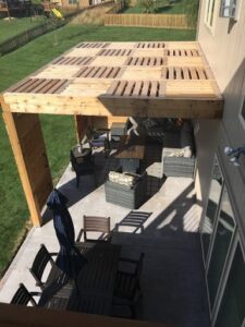 Pergola over a low deck