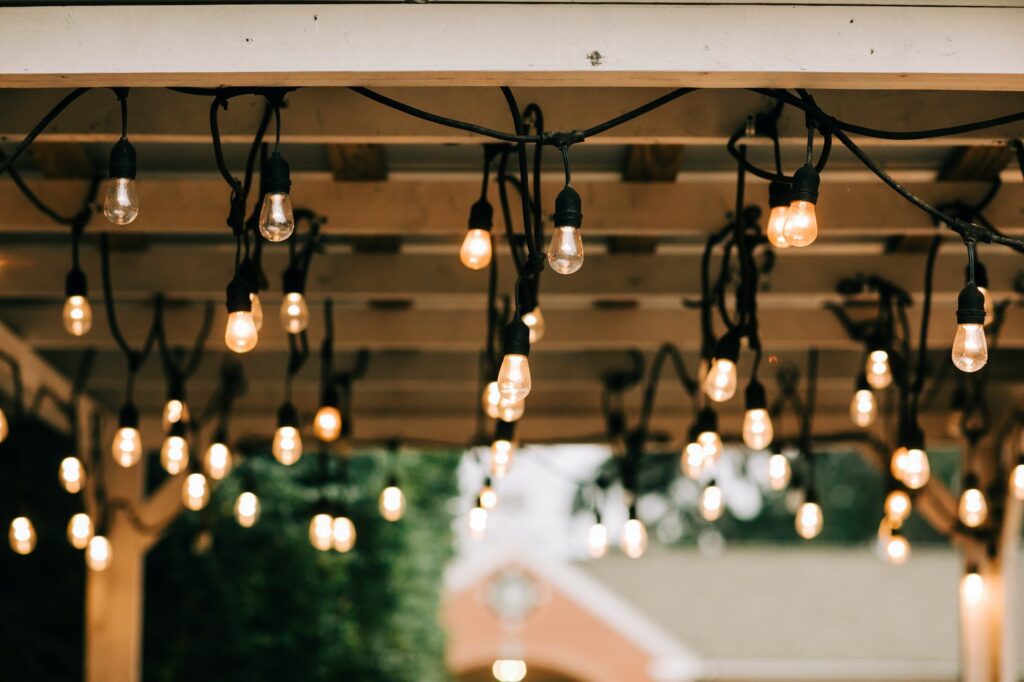 Pergola with Edison Bulbs